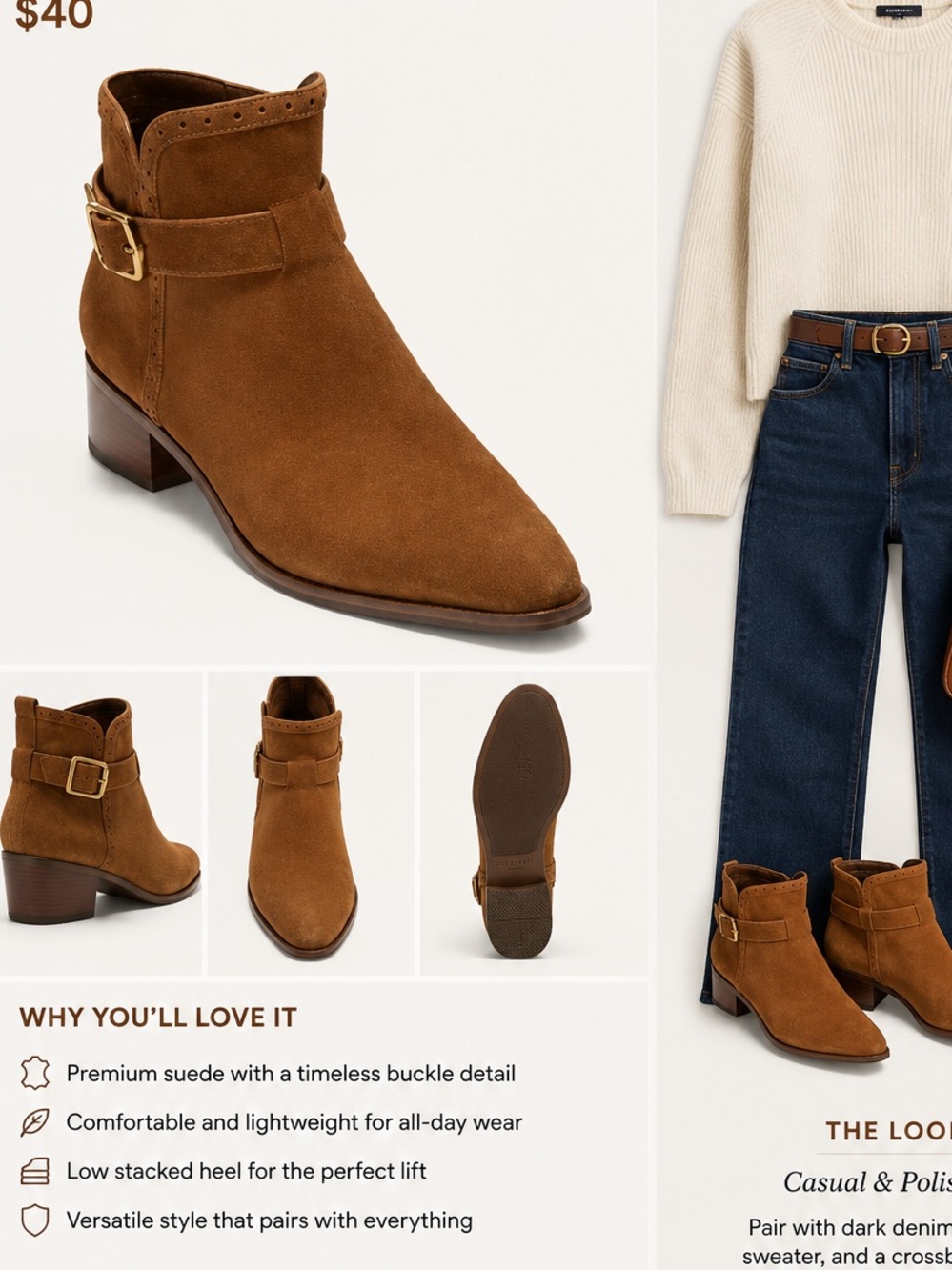 Cole Haan Brown Suede Buckle Ankle Booties